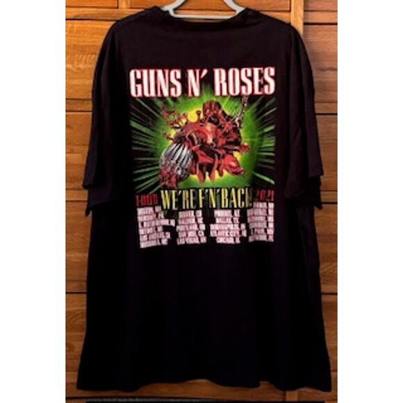 Modern Guns N' Roses 2021 T-Shirt Black Graphics Tour Cities Multi Unisex 3XL - Picture 3 of 4